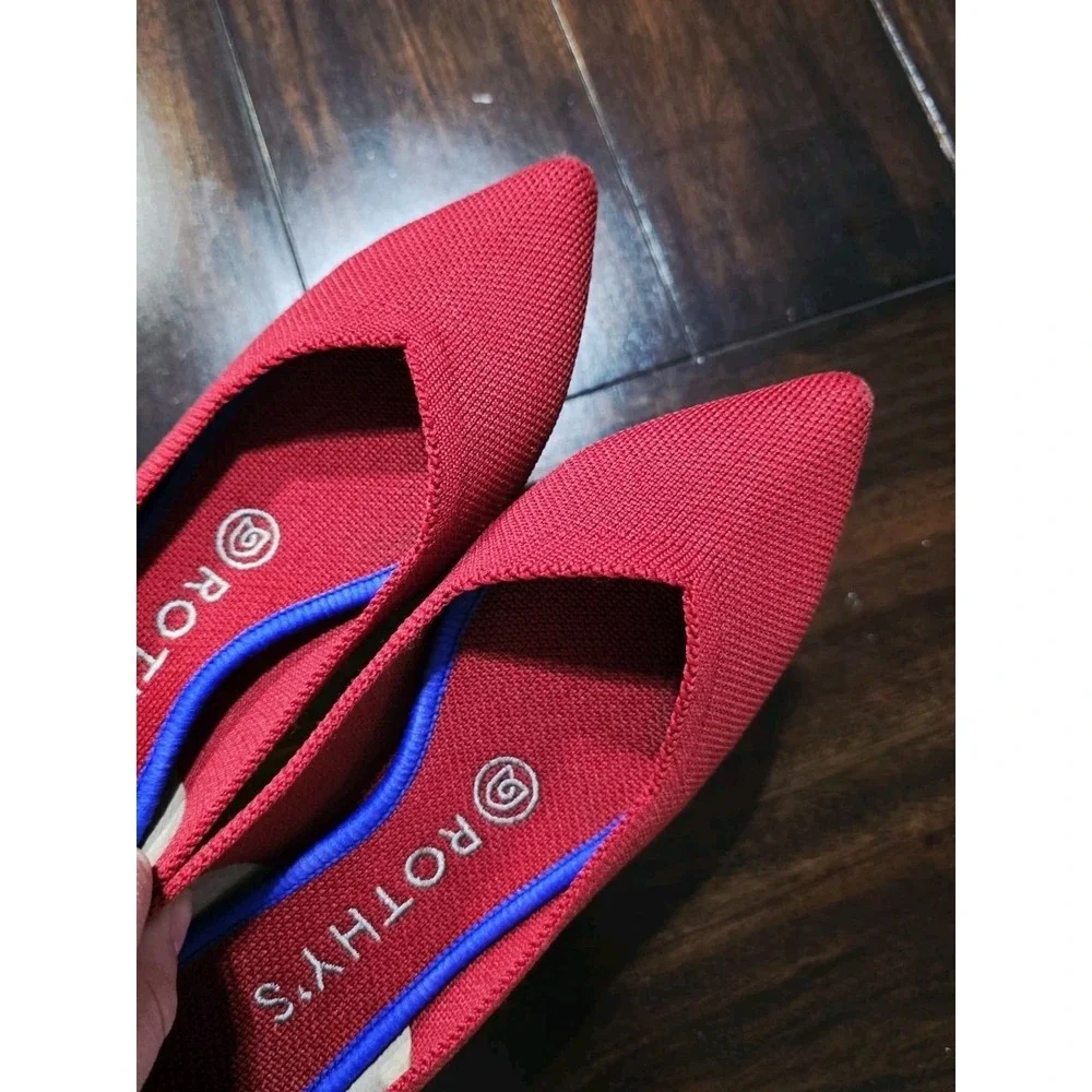 Rothy's The Point Flat Women's Size 6 Red Knit Fabric Ballet Flats Slip On